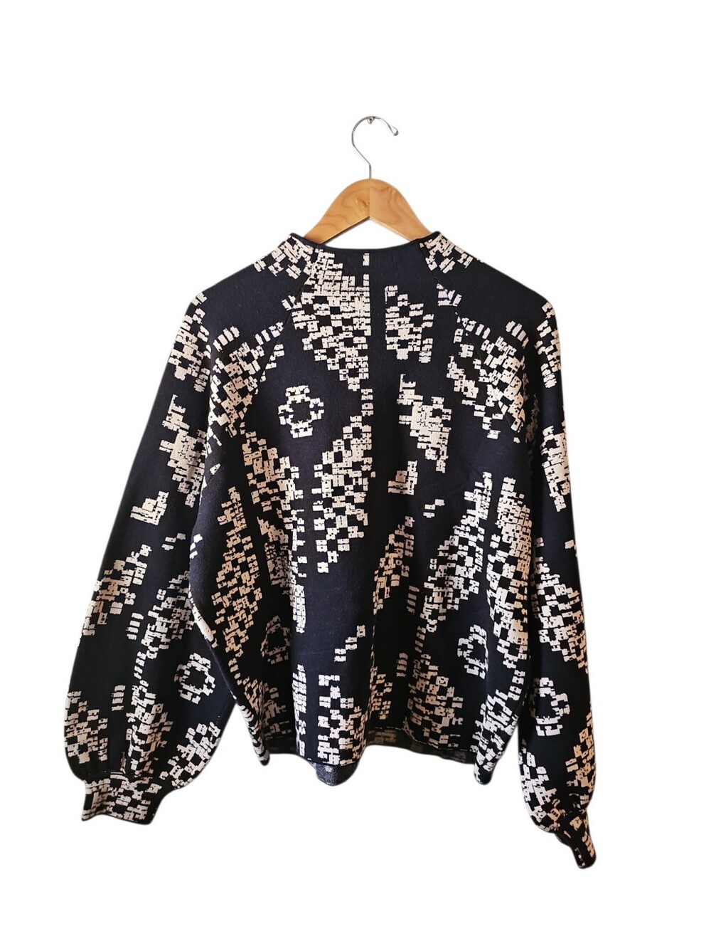 Anthropologie The Beatriz Mock-Neck Sweater Sz XL Black Cream - Picture 9 of 13